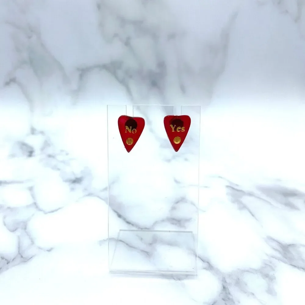 Blood Red Ouija Planchette Earrings